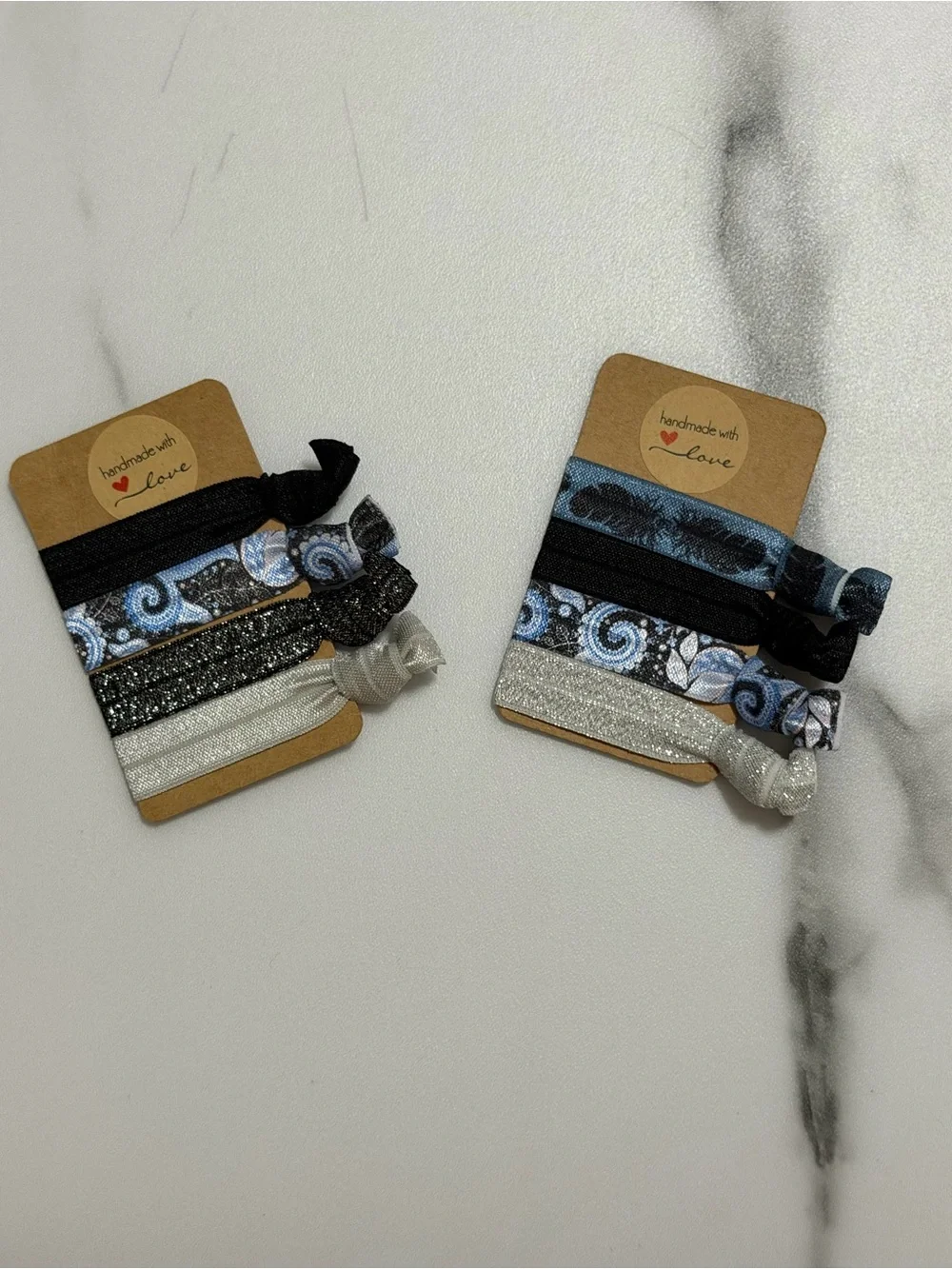 JSCatalog Black, Blue & Silver Elastic Hair Tie Set
